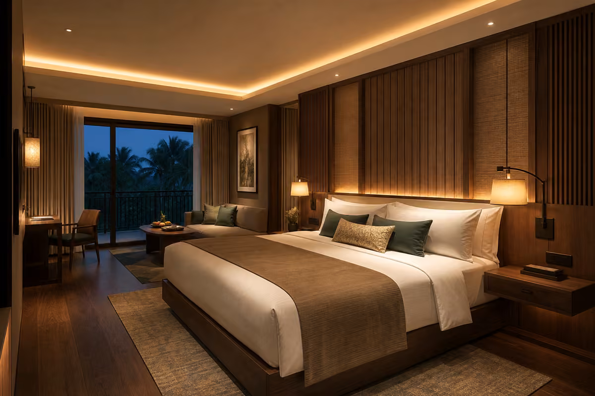 Hotel guest room bedside reading mood lighting design