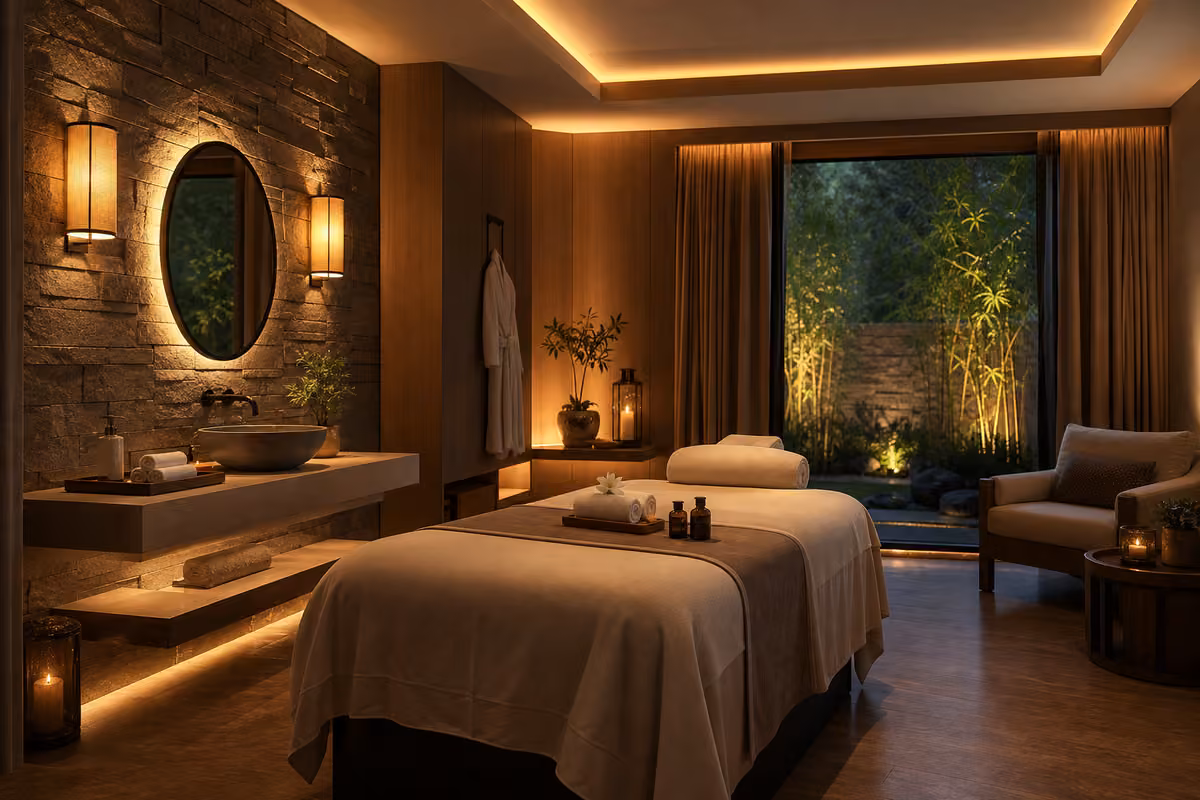 Hotel spa wellness warm adjustable indirect lighting