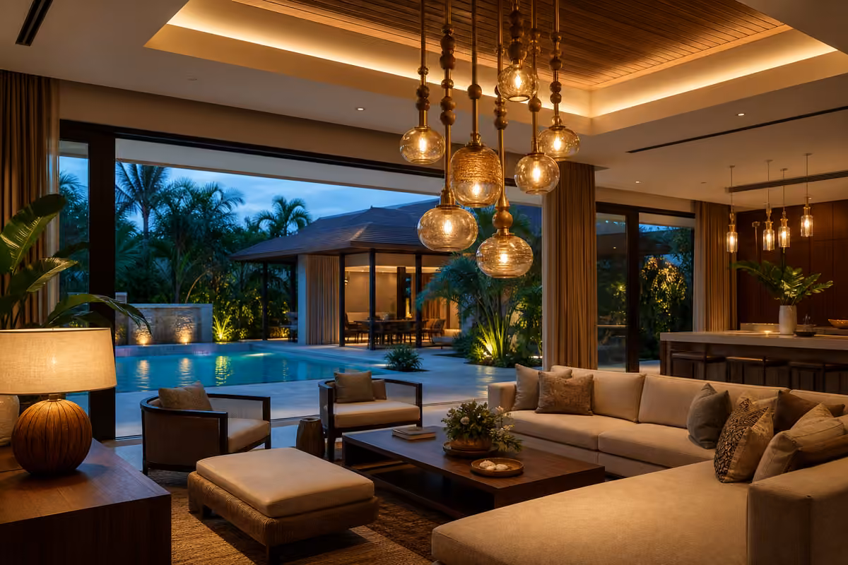 Private luxury villa bespoke custom lighting design
